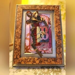 Handcrafted 3D Initials (Letter "B")Framed Design...Wall hang or stand display.